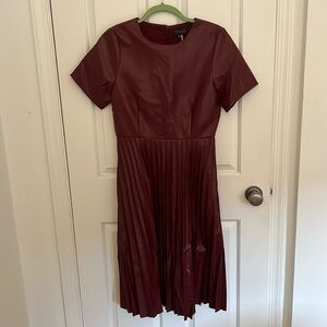 Faux Leather Pleated Dress